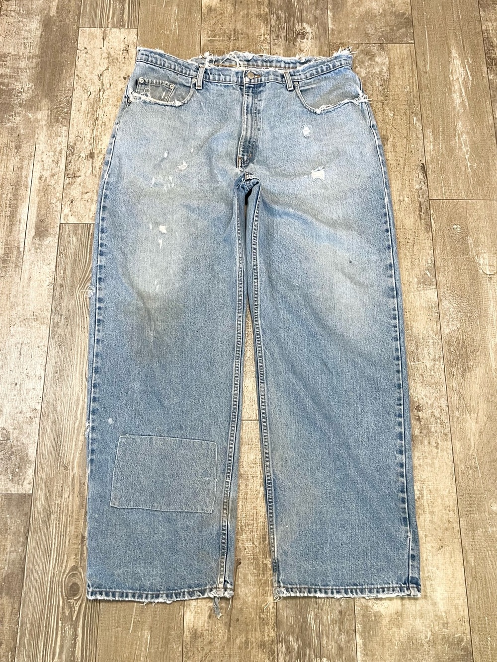 RL POLO JEANS CO. Vintage Y2K Banner Jeans Mens 40X32 Destroyed Patched Baggy